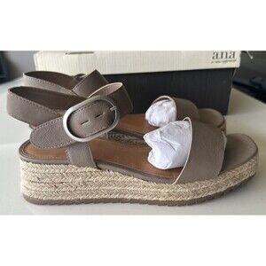 Ana Evie Taupe Women's Platform Sandals US 9M Used Excellent Condition